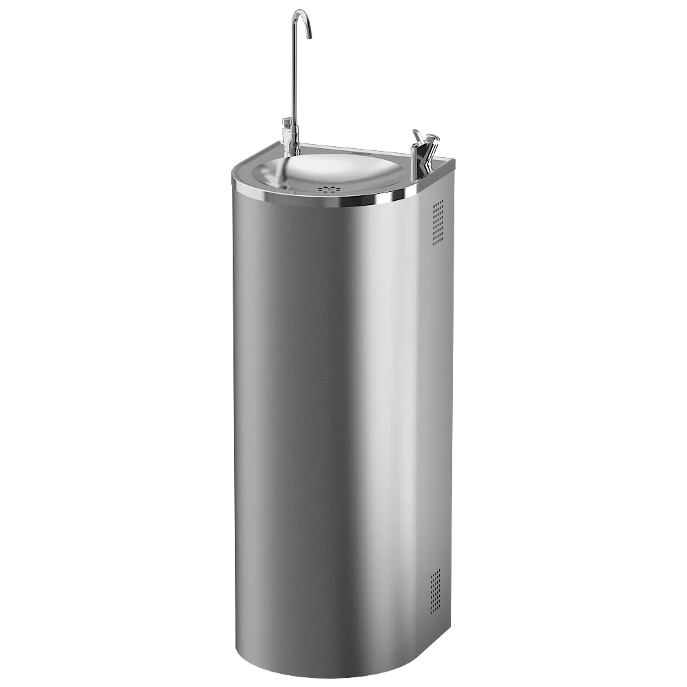 Wasserspender mit Festwasseranschluss und Kühlung SLUN43CS, Flaschenfüller, Selbstschlussarmatur, bodenstehend