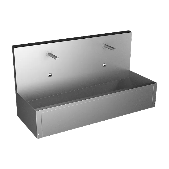 SANELA Edelstahl Waschrinne mit 2 Infrarot-Armaturen SLUN80E - 1250 mm
