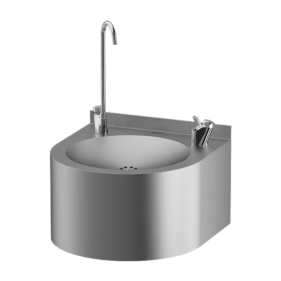 Wasserspender mit Festwasseranschluss SLUN62S, Flaschenfüller und Selbstschlussarmatur- technische Zeichnung