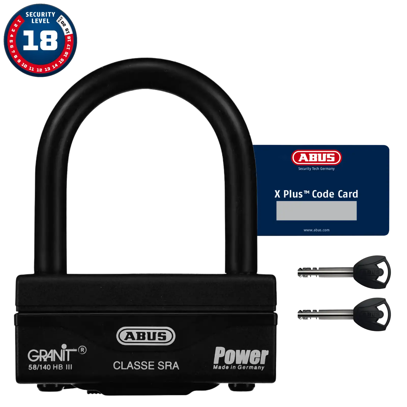 ABUS Bügelschloss Motorrad Granit Power XPlus 58/140HBIII - 100 mm