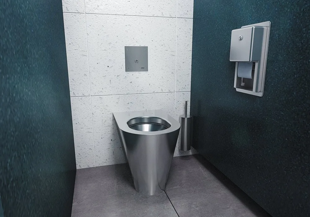 Unterputz Toilettenpapierhalter Edelstahl SLZN26Z, vandalensicher - Mustertoilette 02
