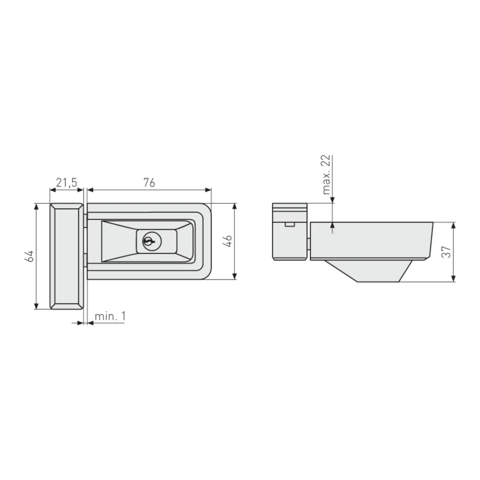 ABUS Fenster-Zusatzschloss 3030 - technische Zeichnung