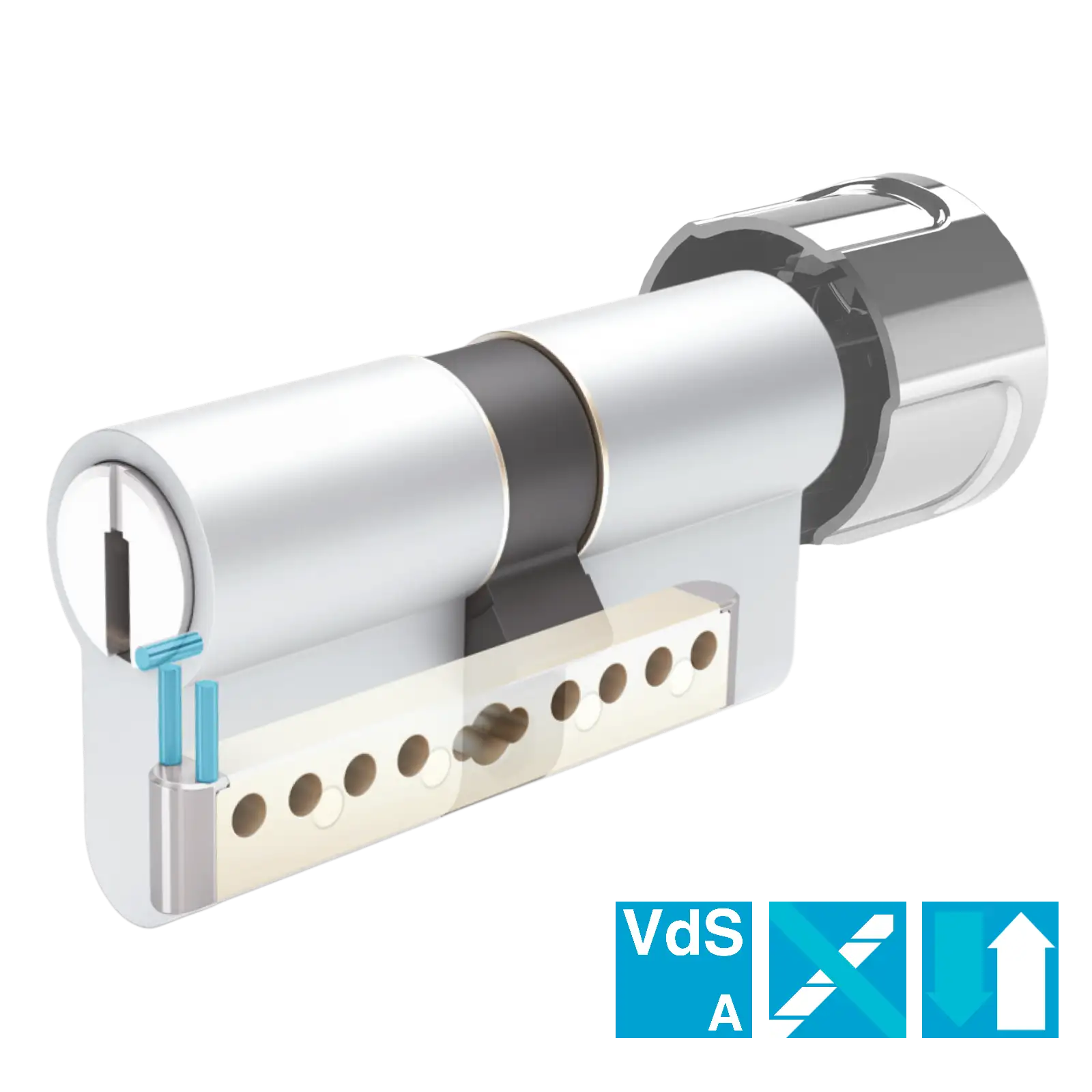 KESO 8000 Omega 2 Knaufzylinder Standard mit Not- und Gefahrenfunktion, Bohrschutz VdS A - Innenansicht