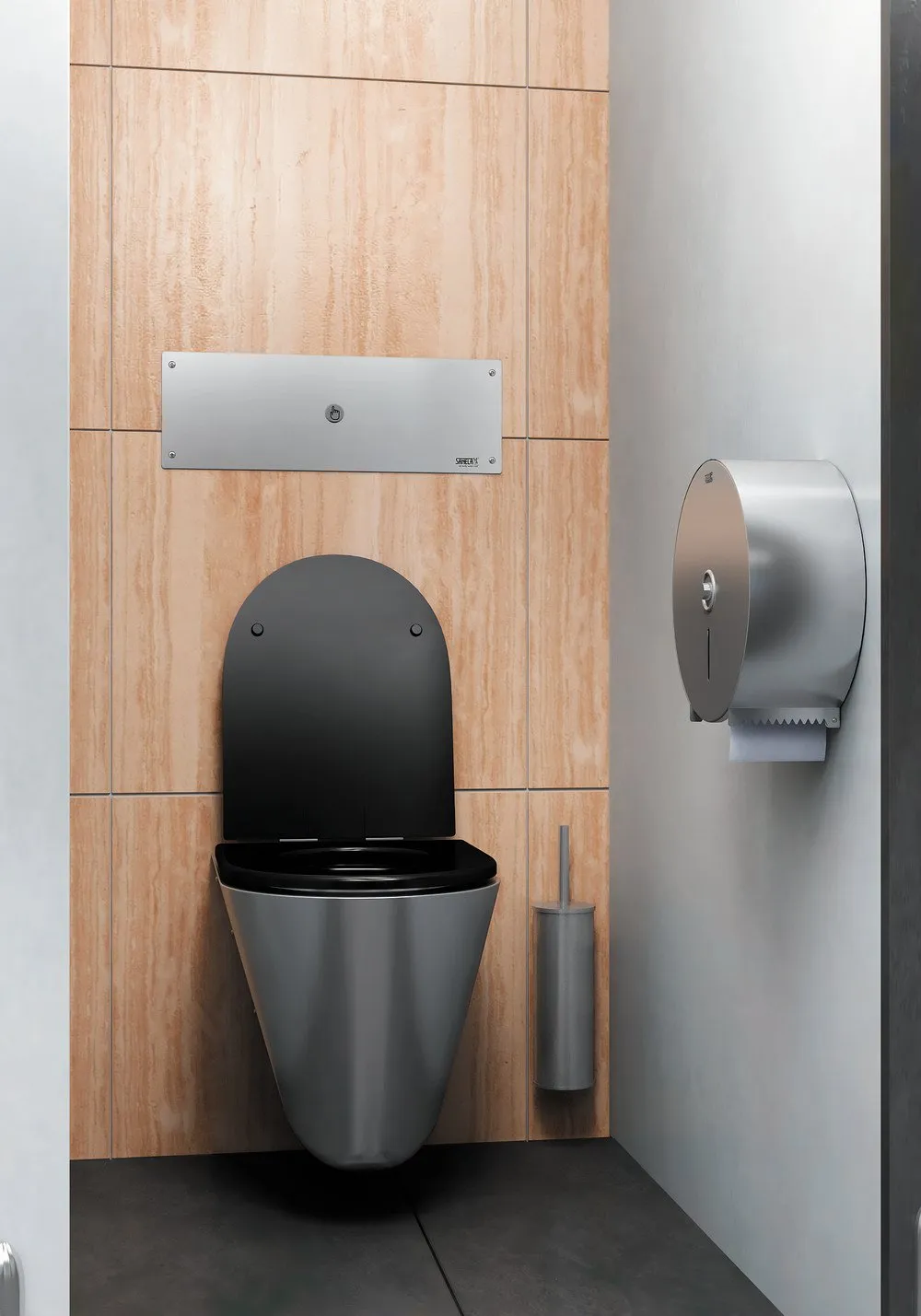 Edelstahl Toilettenpapierspender für Großrollen SLZN37 - Mustertoilette