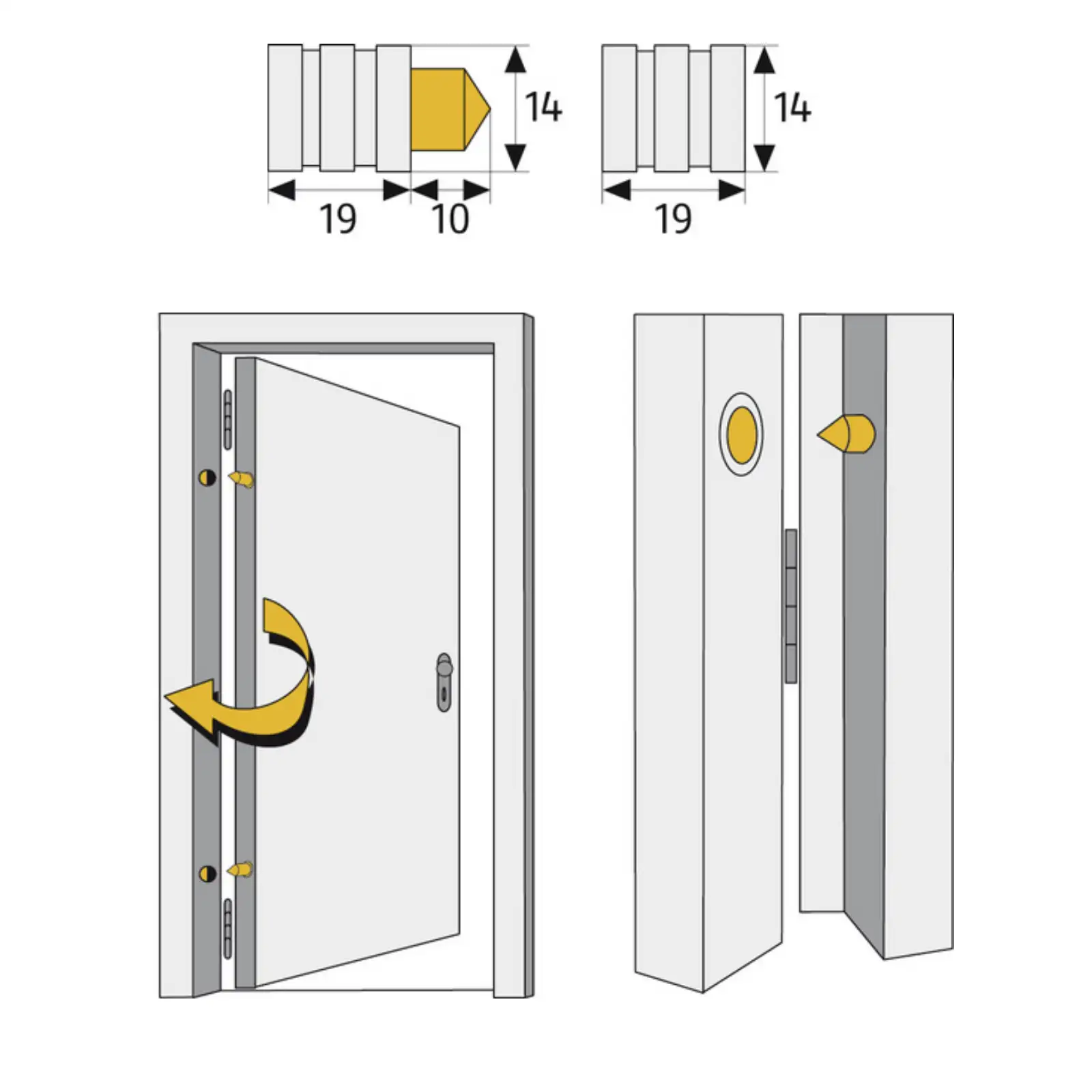 ABUS Bandseitensicherung Tür TAS82 - technische Zeichnung