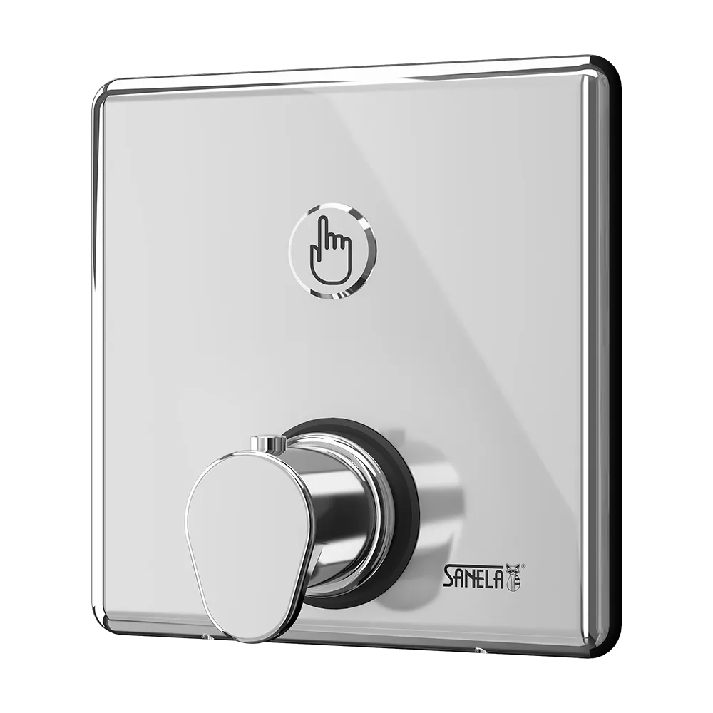 Sanela Unterputz Duscharmatur SLS02PTA mit Thermostat und Piezo-Taster, vandalismushemmend - 24 V Netzbetrieb