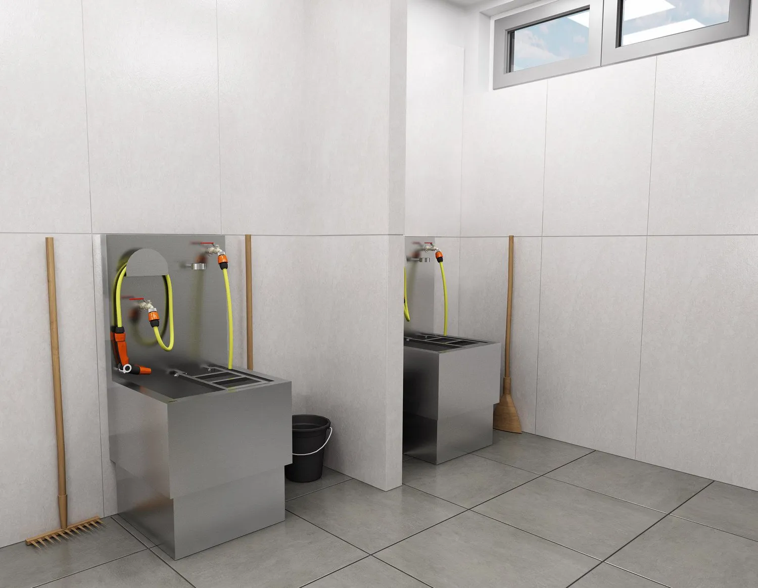 Ausgussbecken Edelstahl zur Entleerung mobiler Toiletten - Musterraum