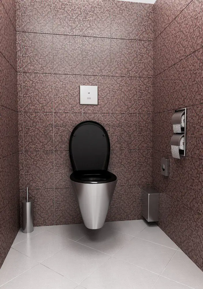 Edelstahl Hygieneabfallbehälter mit Deckel - Mustertoilette