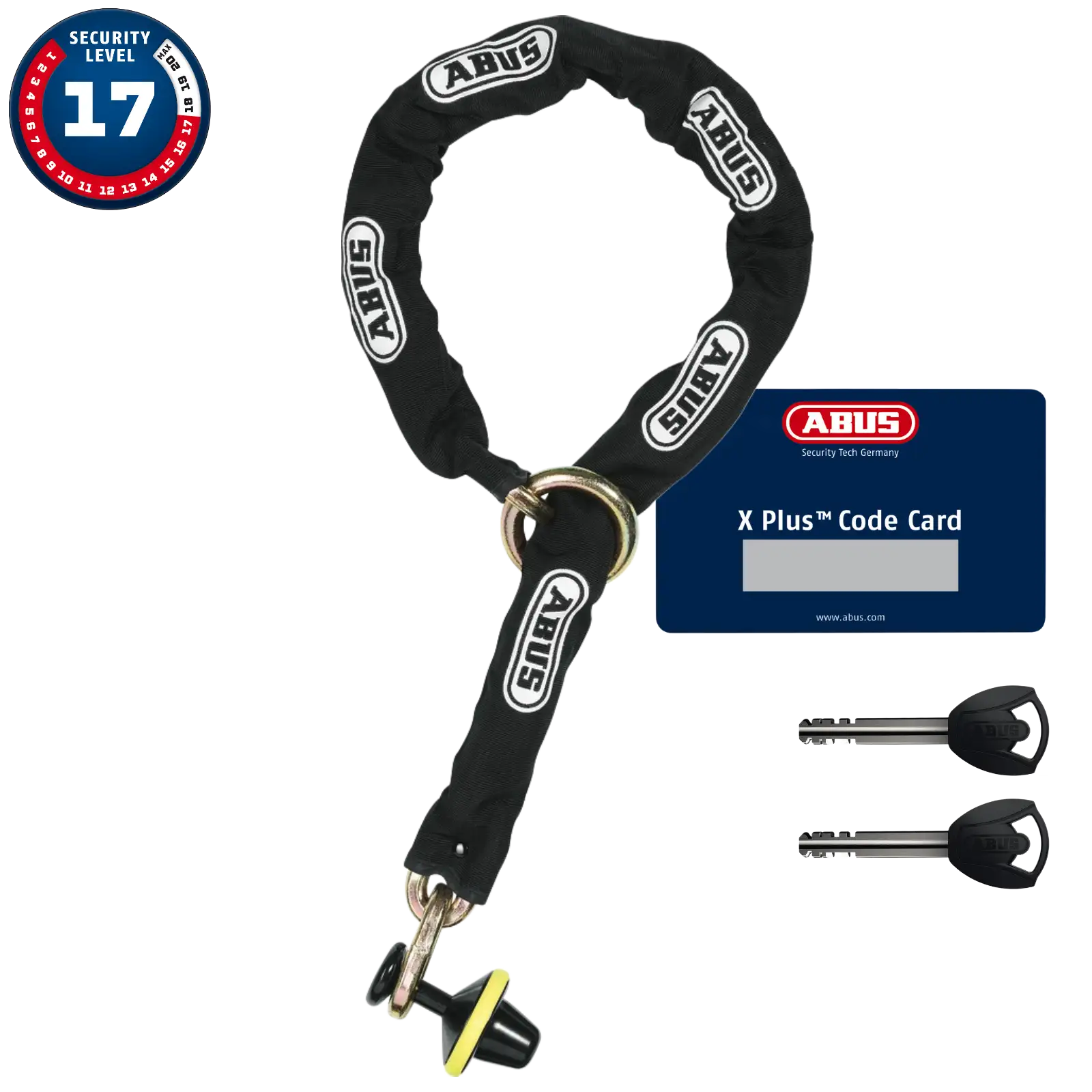 ABUS Bremsscheibenschloss Granit Victory XPlus 68 mit Schlosskette 120 cm