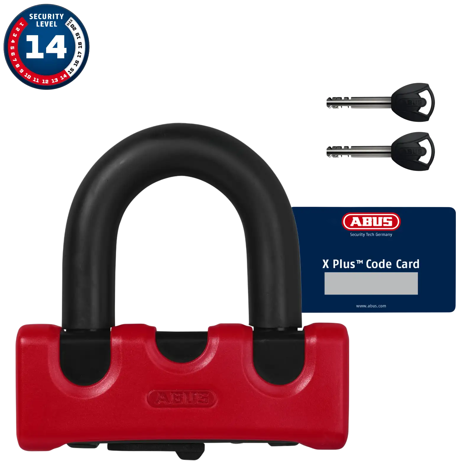 ABUS Bremsscheibenschloss Granit Power XS XPlus 67/105HB50 - rot