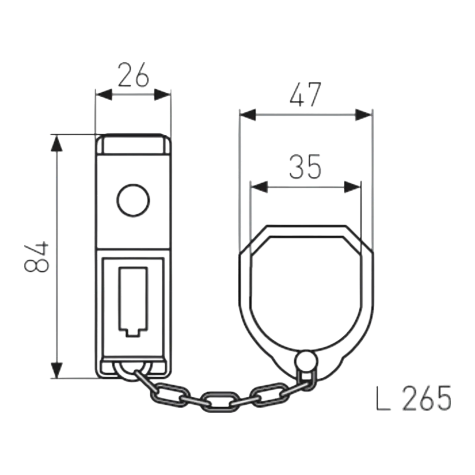 ABUS Türgriffkette SK99 - technische Zeichnung