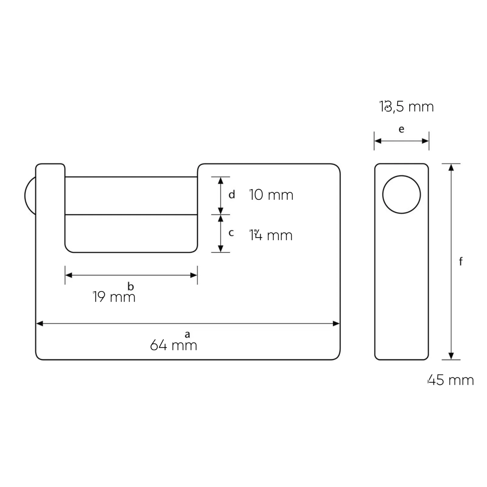 ABUS Monoblockschloss 82/63 - technische Zeichnung