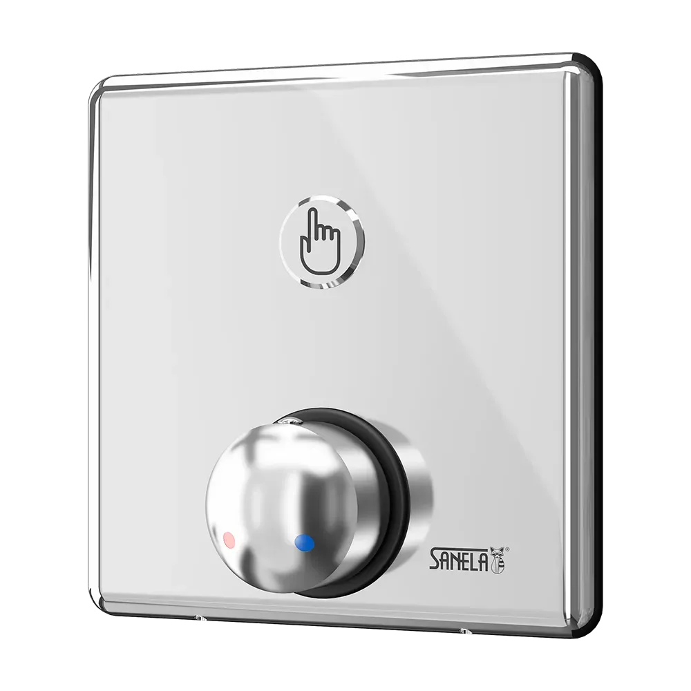 Sanela Unterputz Duscharmatur SLS02P mit Piezo-Taster und Mischer, vandalismushemmend - 24 V Netzbetrieb