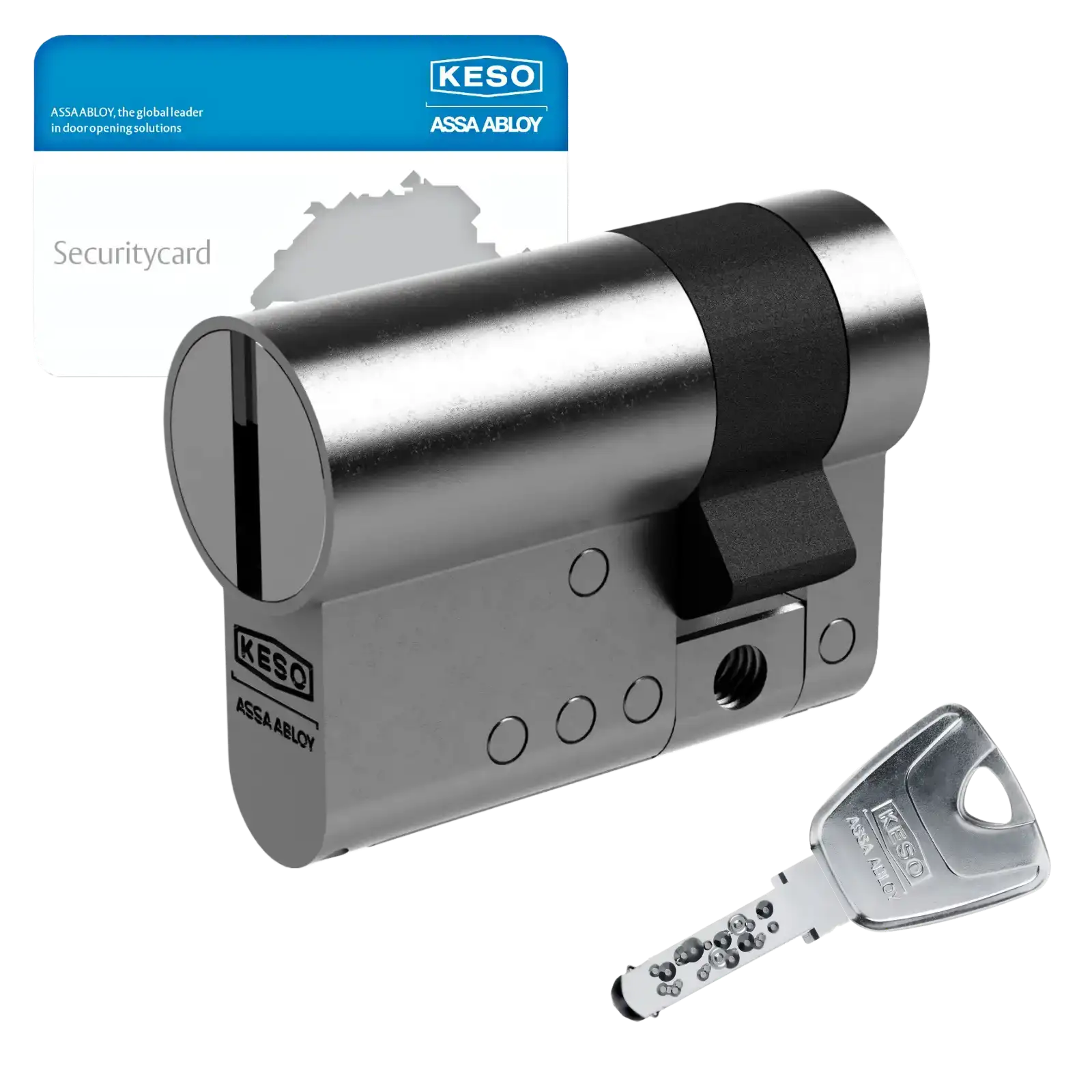 KESO 8000 Omega 2 Halbzylinder Utra 81F14 mit VdS-BZ Bohr-, Fräs- und Ziehschutz, Schlüssel und Sicherungskarte