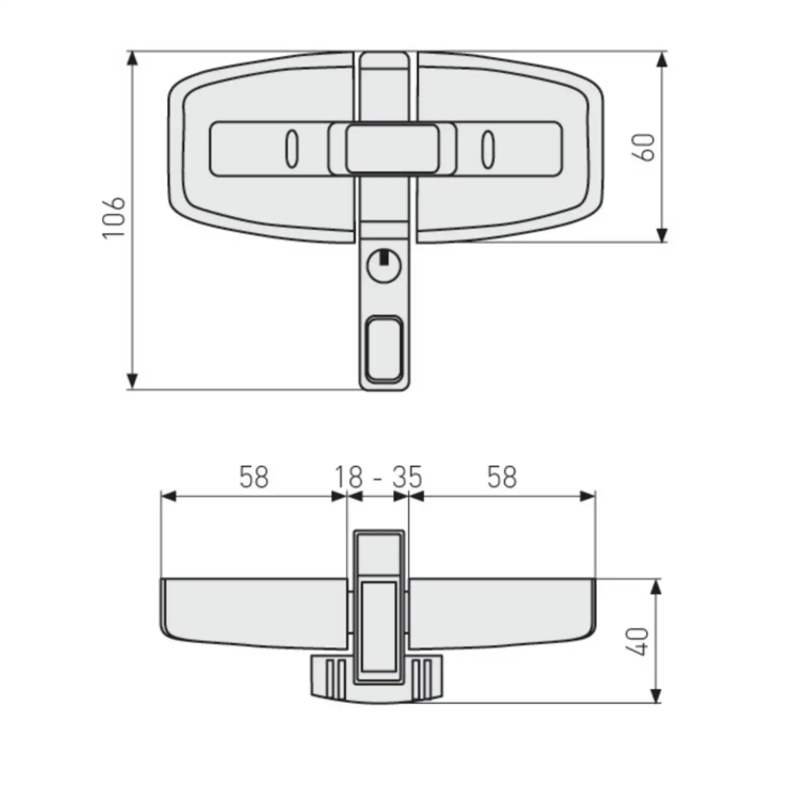 ABUS Doppelfenster-Zusatzsicherung DFS95 - technische Zeichnung