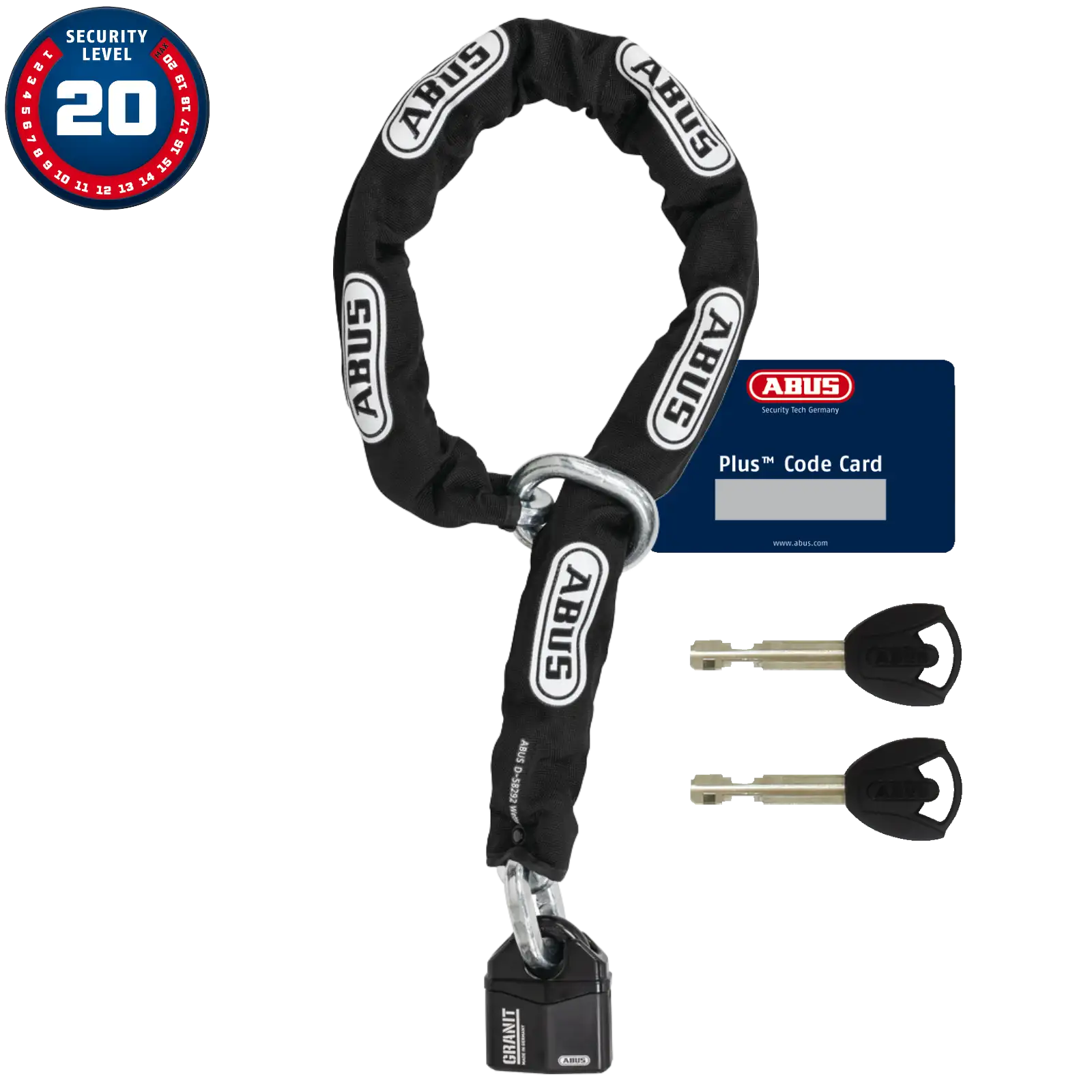ABUS Kettenschloss Motorrad Granit 37RK/80 mit 14KS Loop-Schlosskette