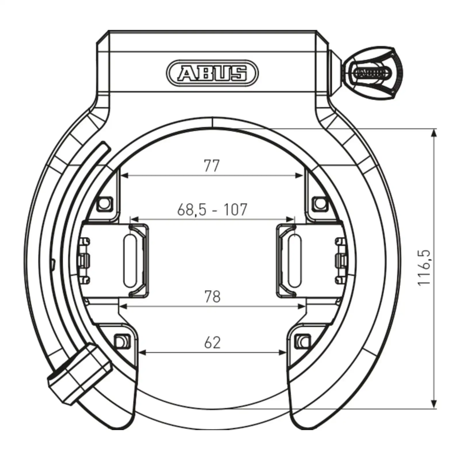 ABUS Rahmenschloss Granit XPlus 6950M - technische Zeichnung