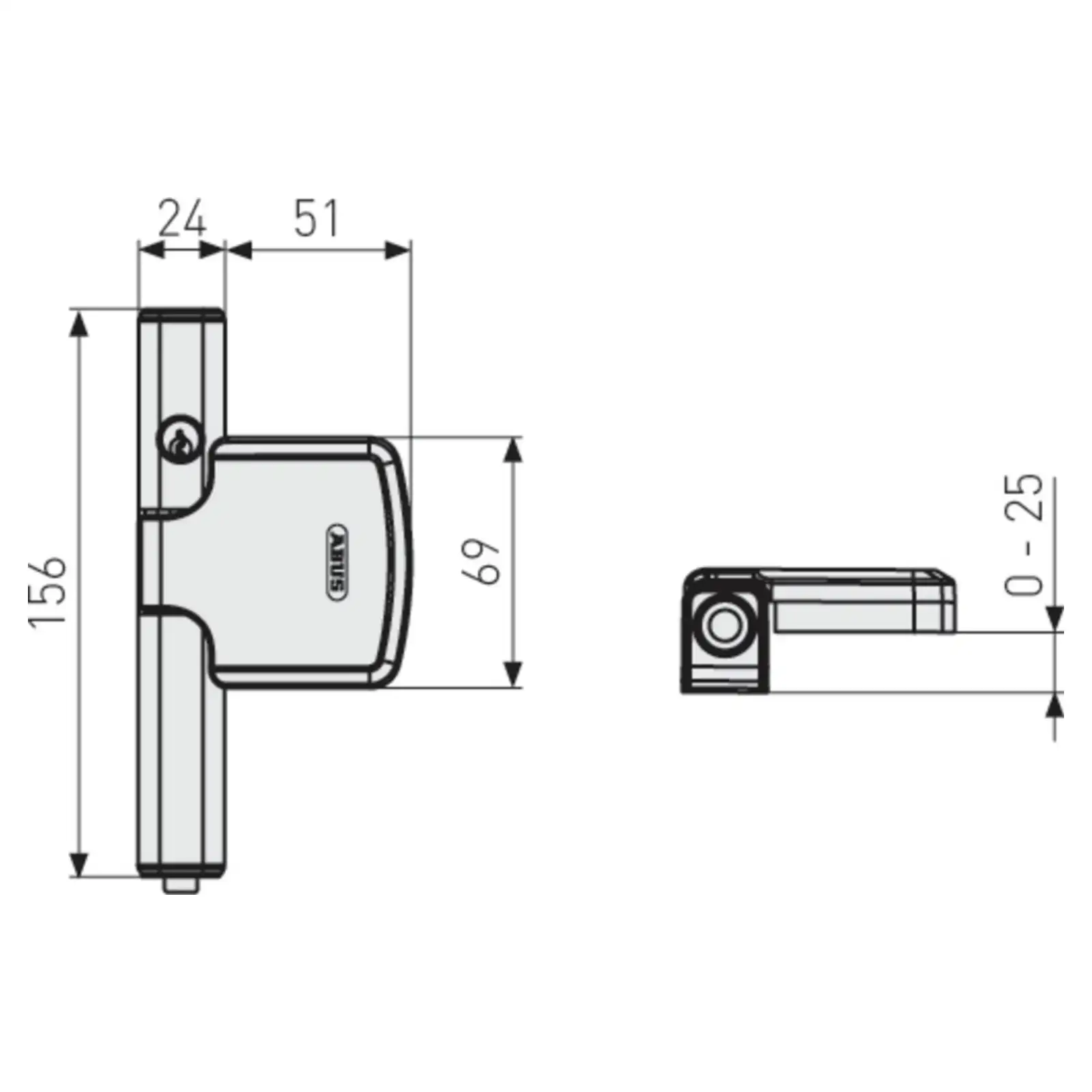 ABUS Fenster-Zusatzsicherung FTS206 - technische Zeichnung