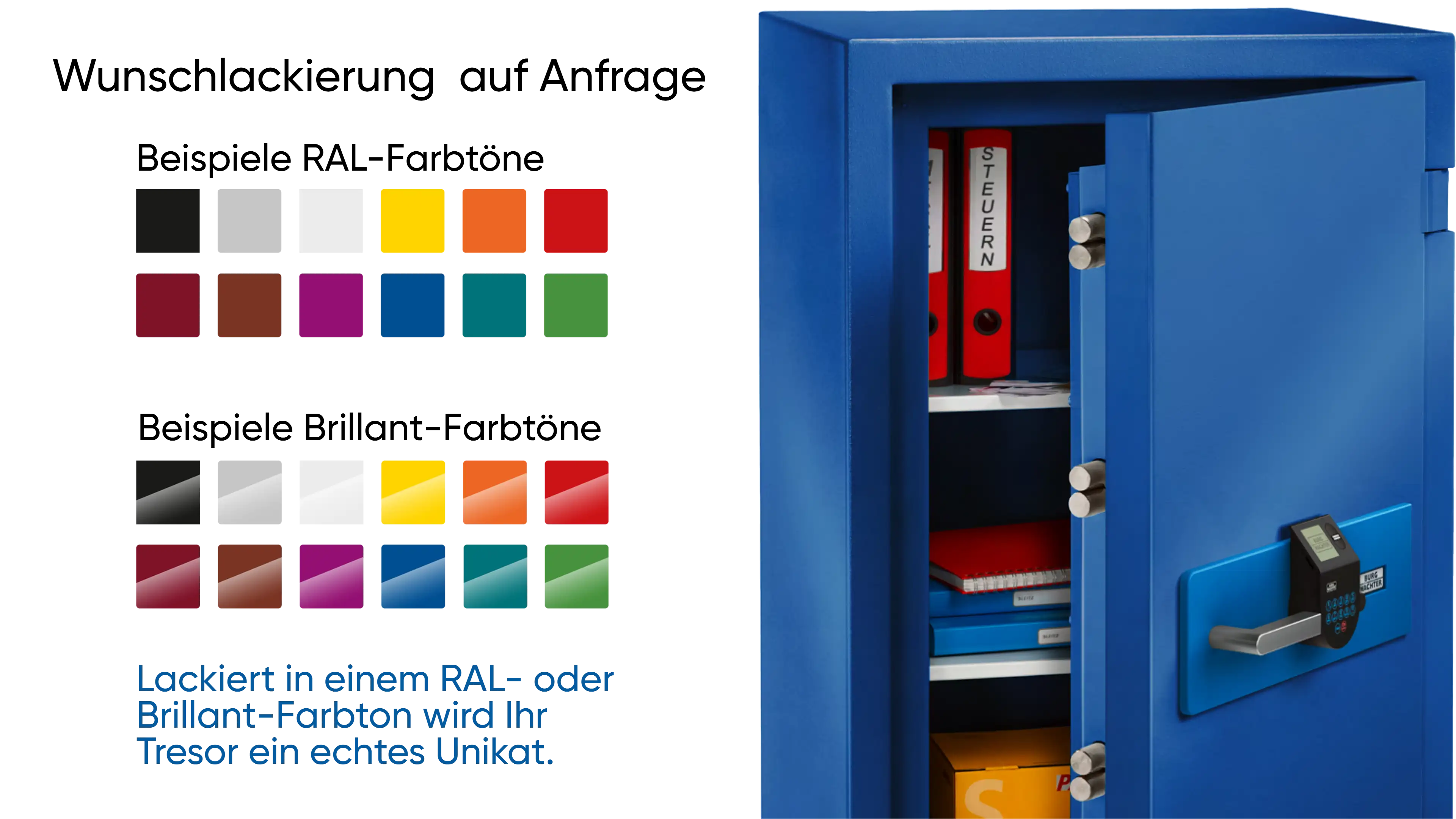 Wunschlackierung Burg Wächter Tresor auf Anfrage