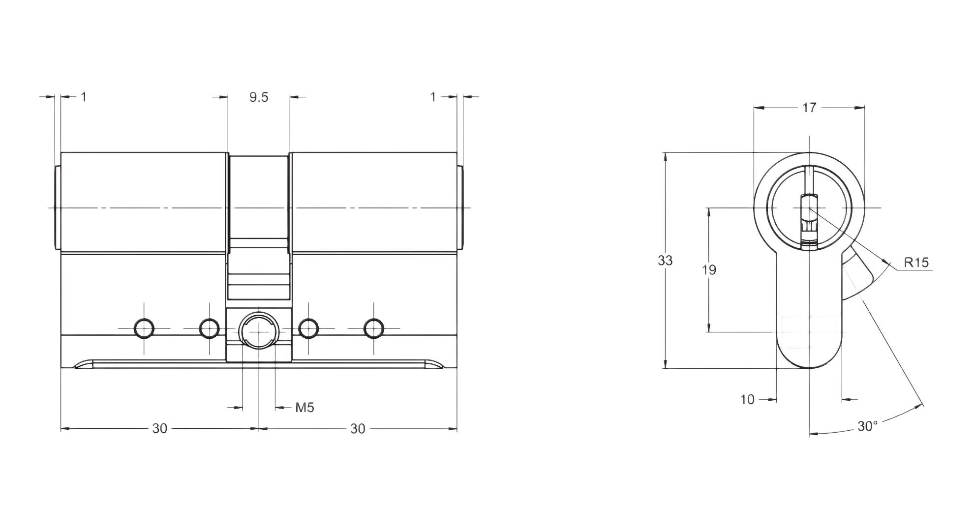 KESO 6000 FP2 Doppelzylinder - technische Zeichnung