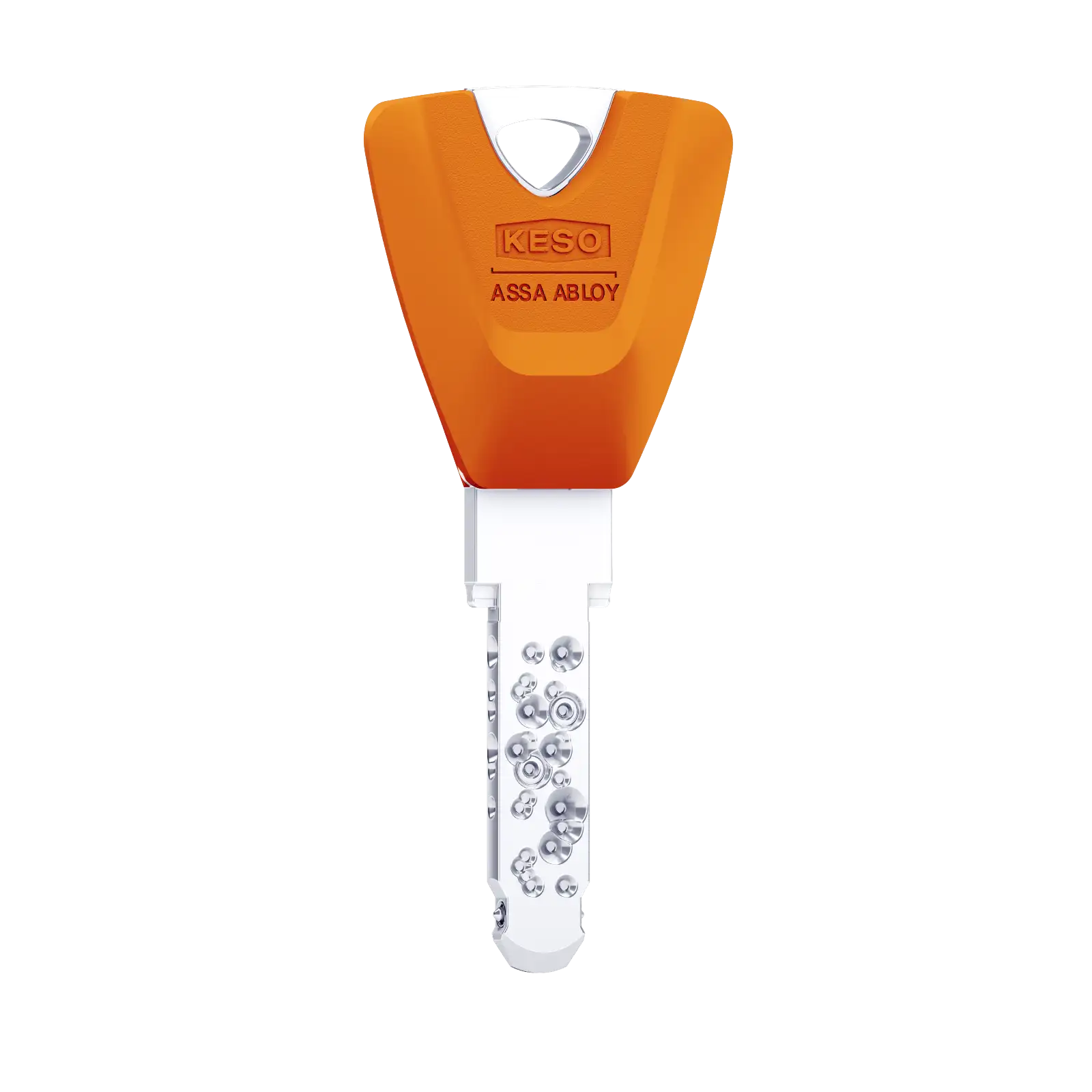 Ersatzschlüssel lang 80E02 mit Farbkappe fluo orange für KESO 8000 Omega 2 Schließzylinder