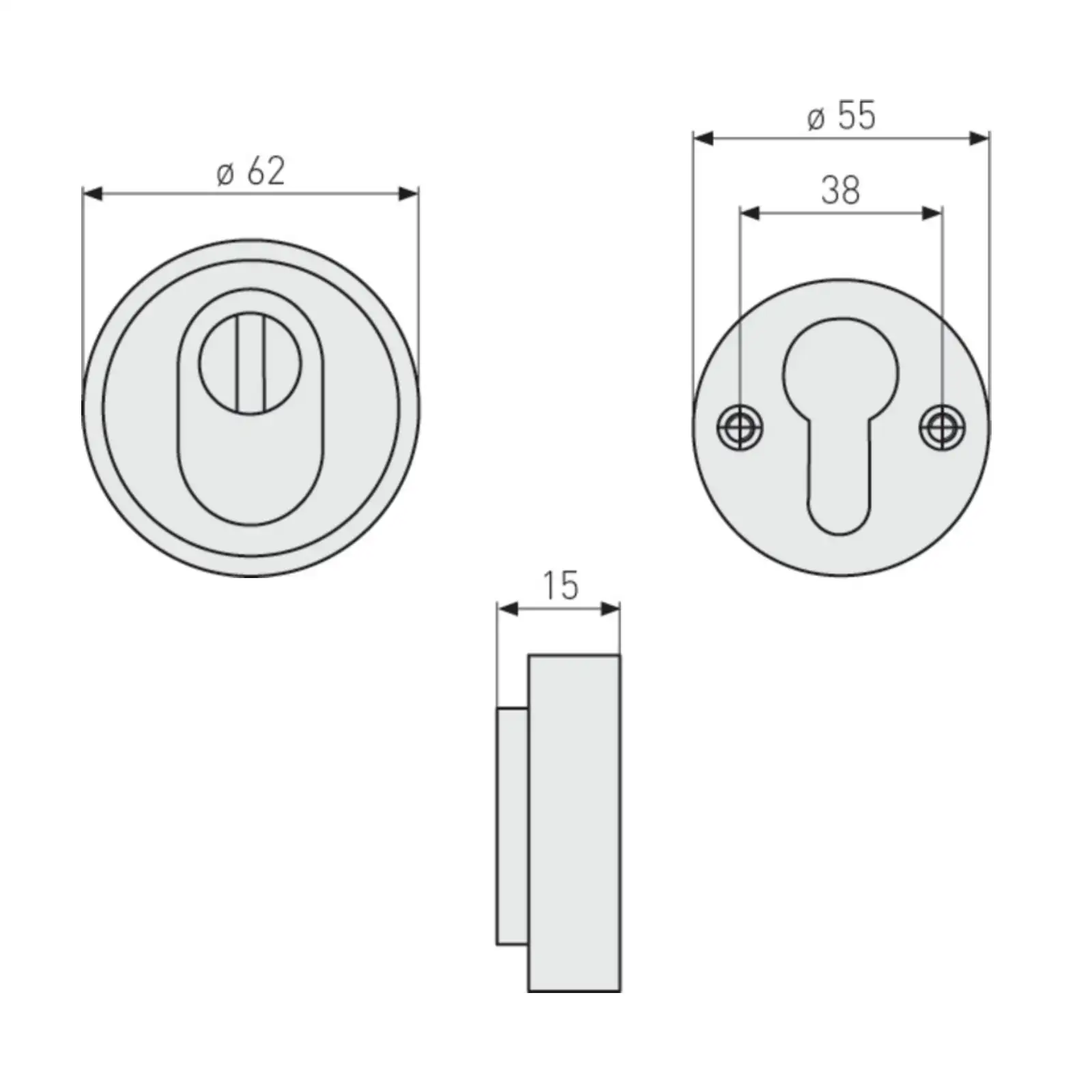 ABUS Schutzrosette mit Zylinderabdeckung RHZS415 - technische Zeichnung