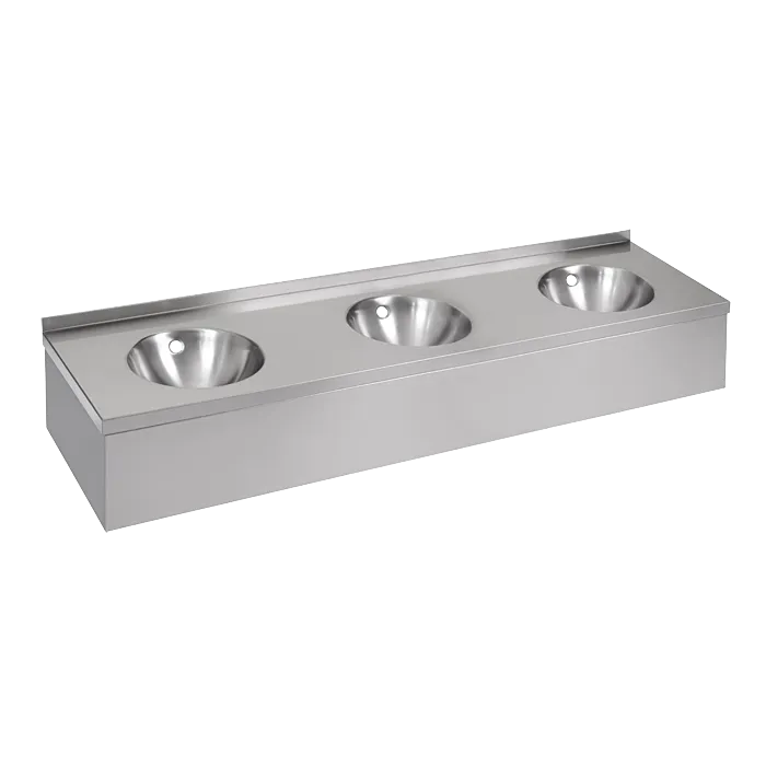 SANELA Edelstahl Reihenwaschtisch mit Verkleidung SLUN20P - 1800 mm