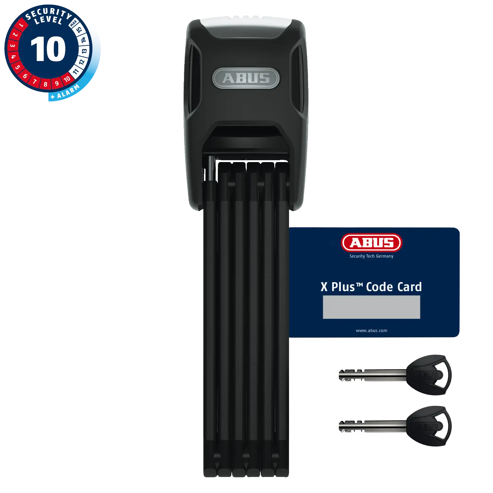 ABUS Faltschloss Bordo Alarm XPlus 6000KA mit Schlosshalterung - 90 cm