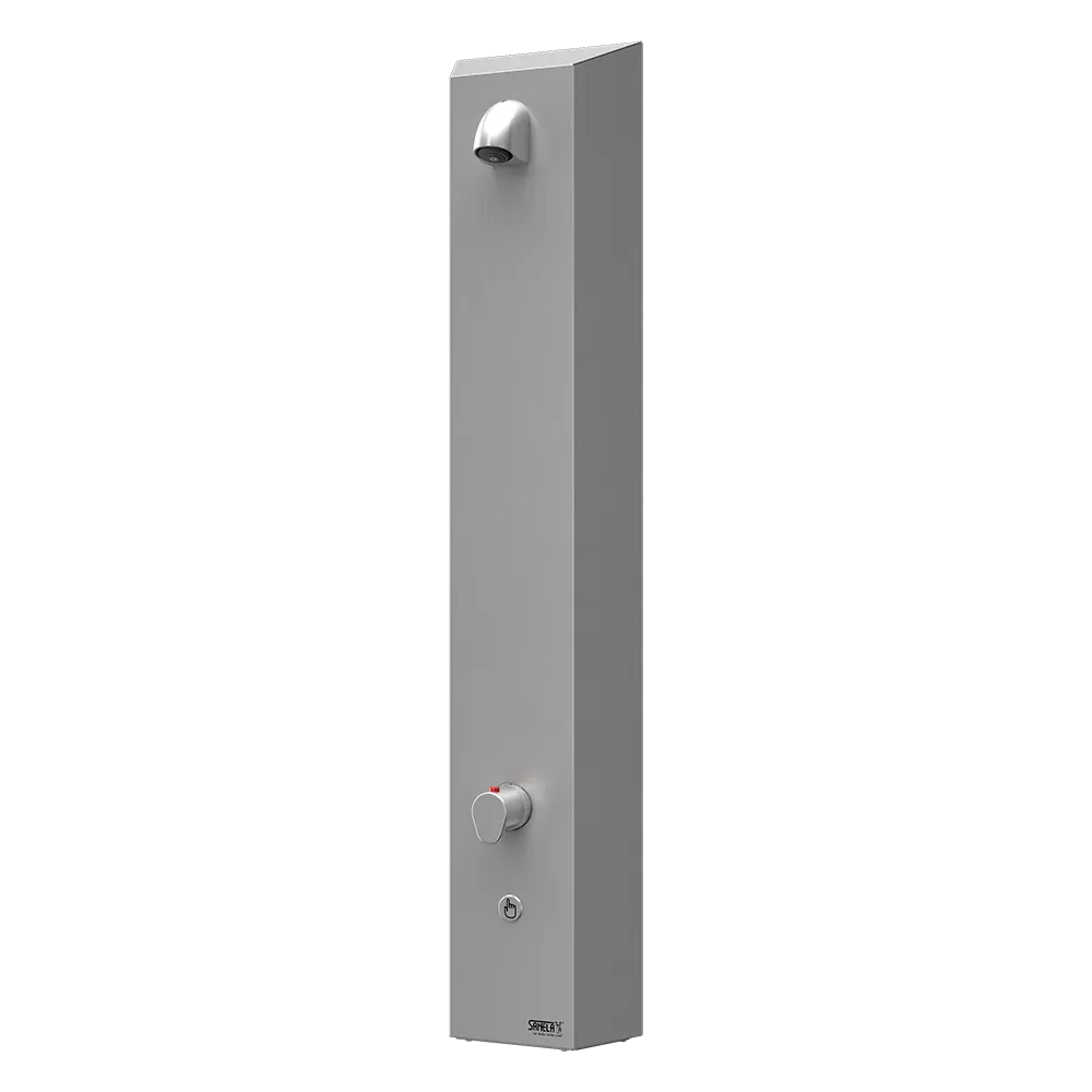 SANELA Edelstahl Duschpaneel SLSN02PT mit Thermostat und Piezo-Taster, vandalismushemmend - 24 V Netzbetrieb