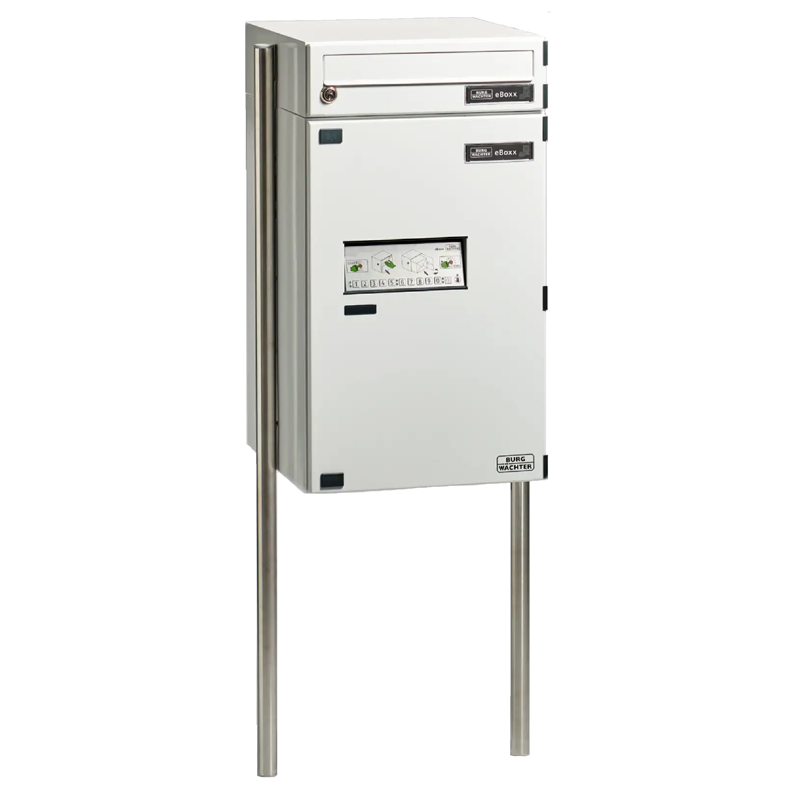 BURG-WÄCHTER Paketbox eBoxx EASY E635W mit Briefkasten und Universal 150 Ständern