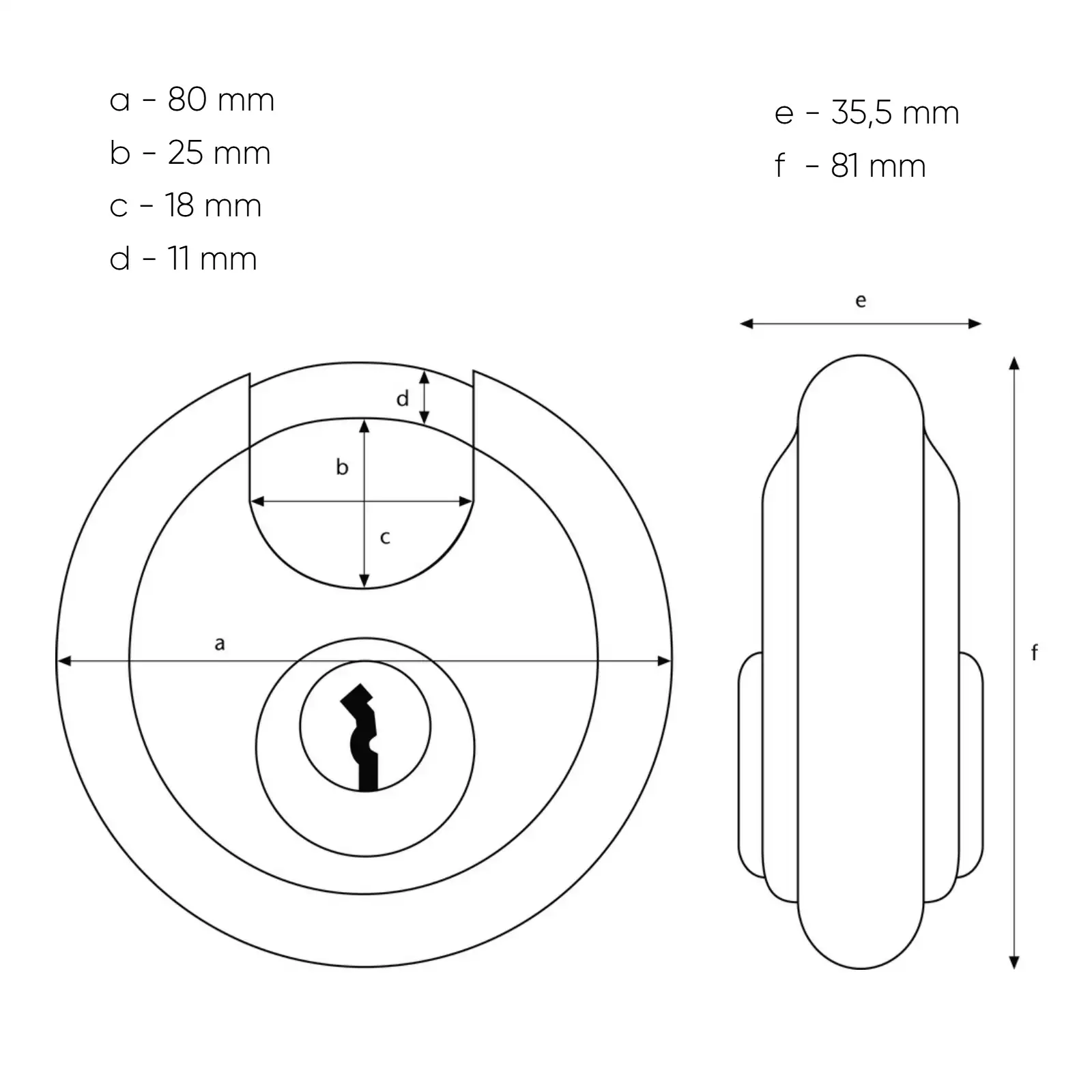 ABUS Diskusschloss 20/80 - technische Zeichnung