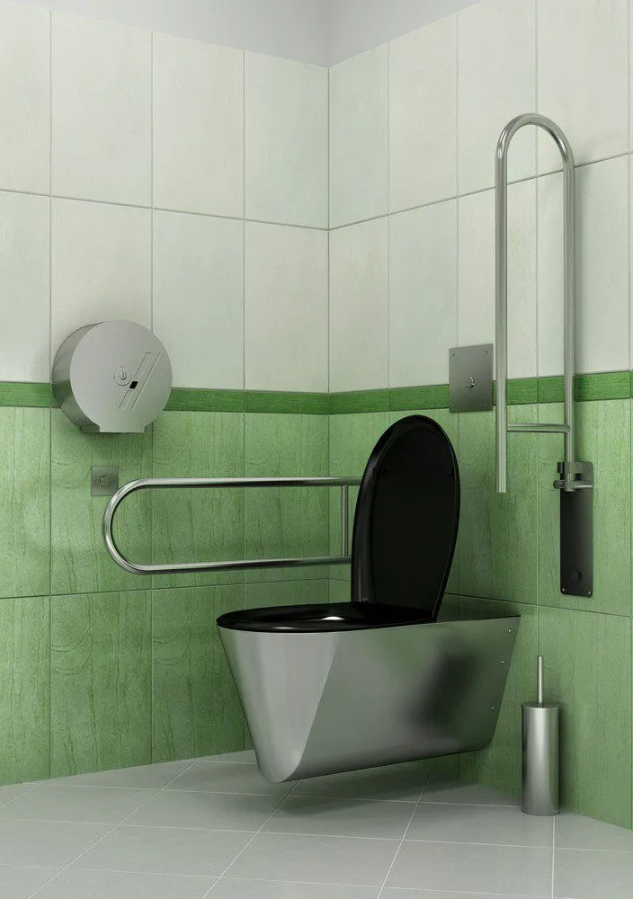 SANELA Edelstahl Toilette SLWN11, behindertengerecht - Mustertoilette
