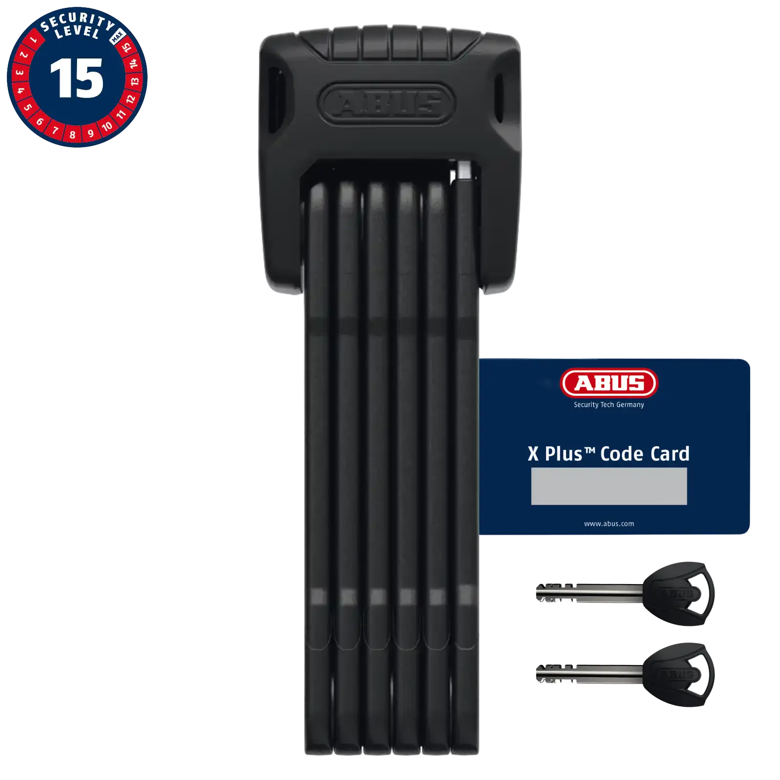 ABUS Faltschloss Bordo Granit XPlus 6500K mit Schlosshalterung, 90cm, Sicherheitslevel 15