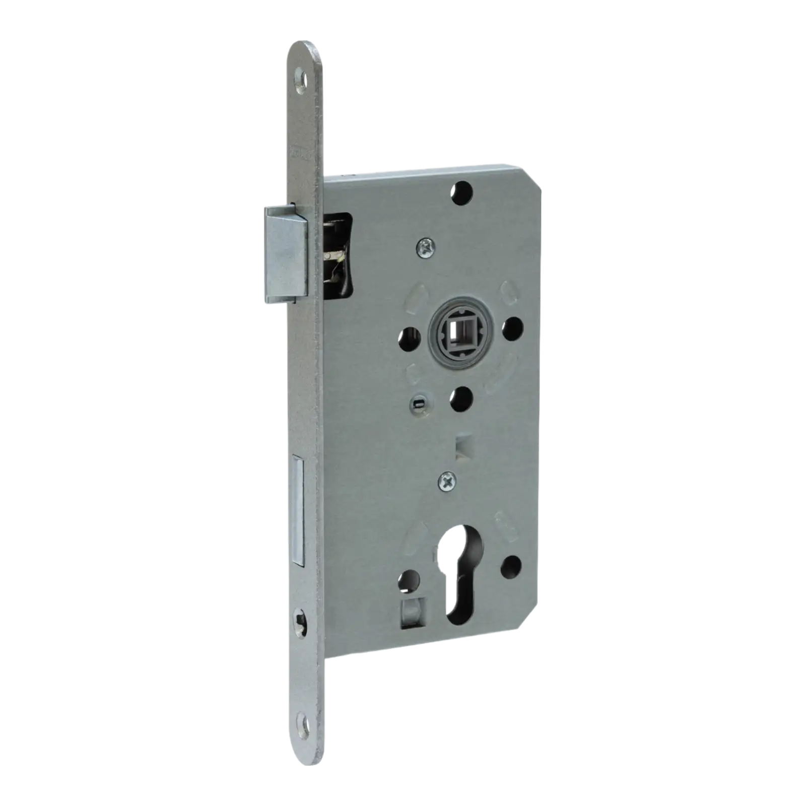 ABUS Einsteckschloss für Wohnungstür ES PZ2, runder Stulp, DIN links - Silber