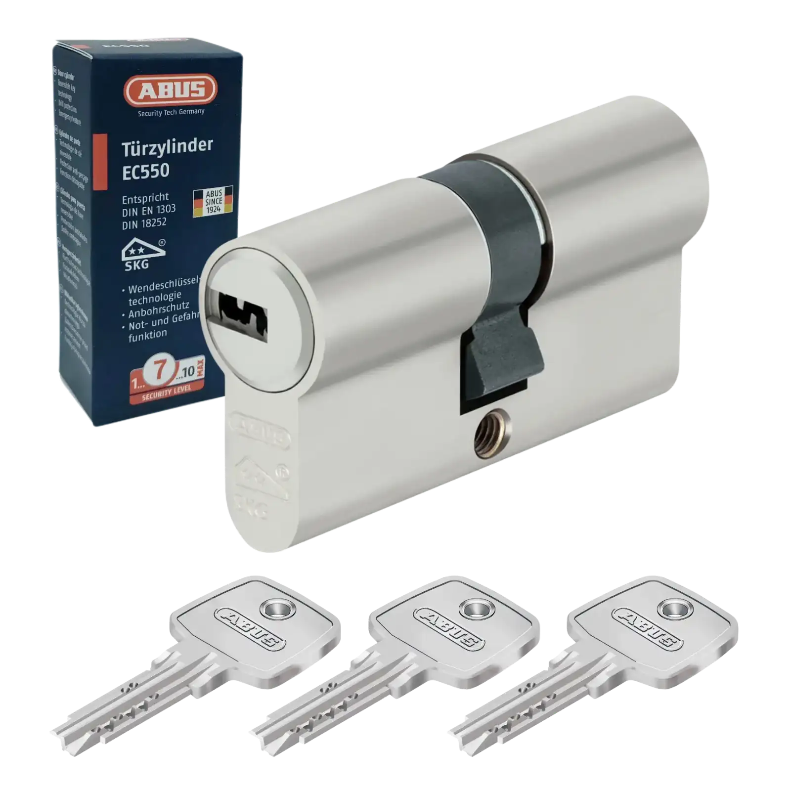 ABUS EC550 Doppelzylinder mit Not- und Gefahrenfunktion und 3 Wendeschlüsseln