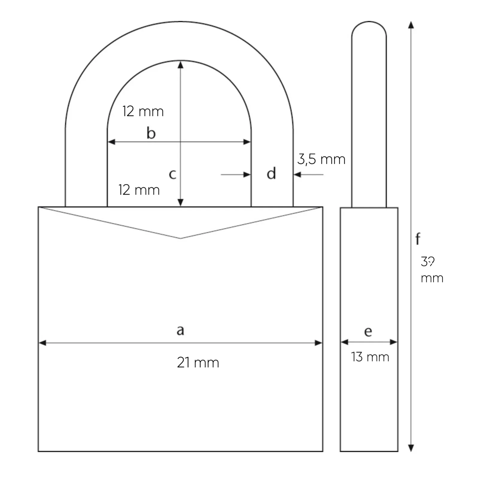 ABUS Vorhangschloss 8520 - technische Zeichnung