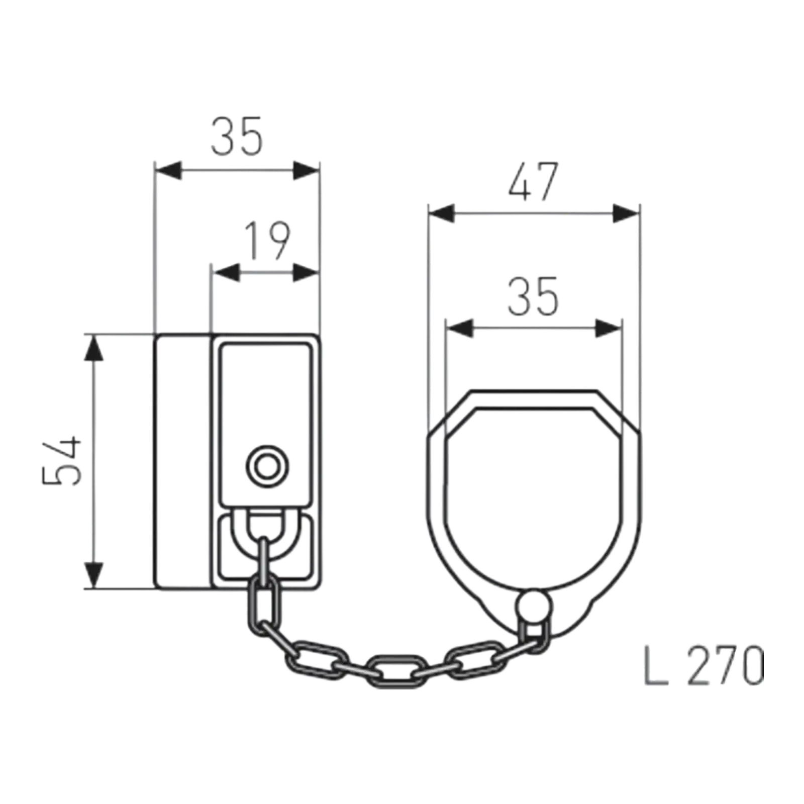 ABUS Türgriffkette SK89 - technische Zeichnung