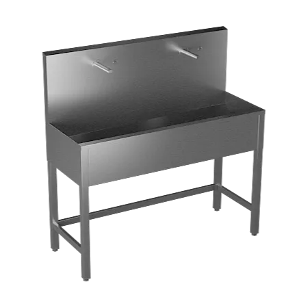 SANELA Edelstahl Waschrinne mit 2 Piezo-Armaturen SLUN50P, bodenstehend - 1250 mm