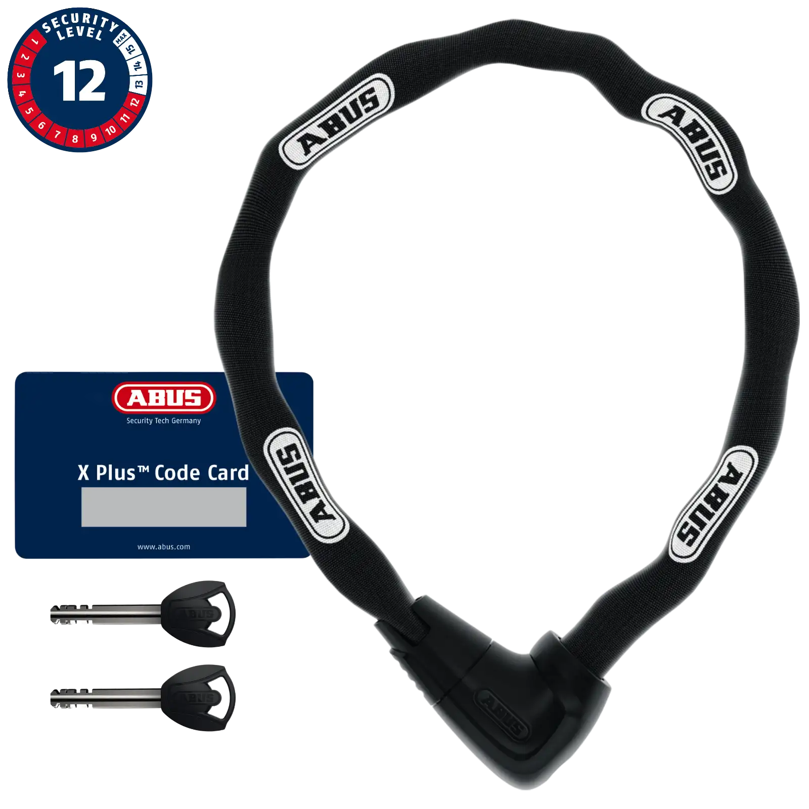 ABUS Kettenschloss Steel-O-Chain XPlus 9809K - 85-170 cm