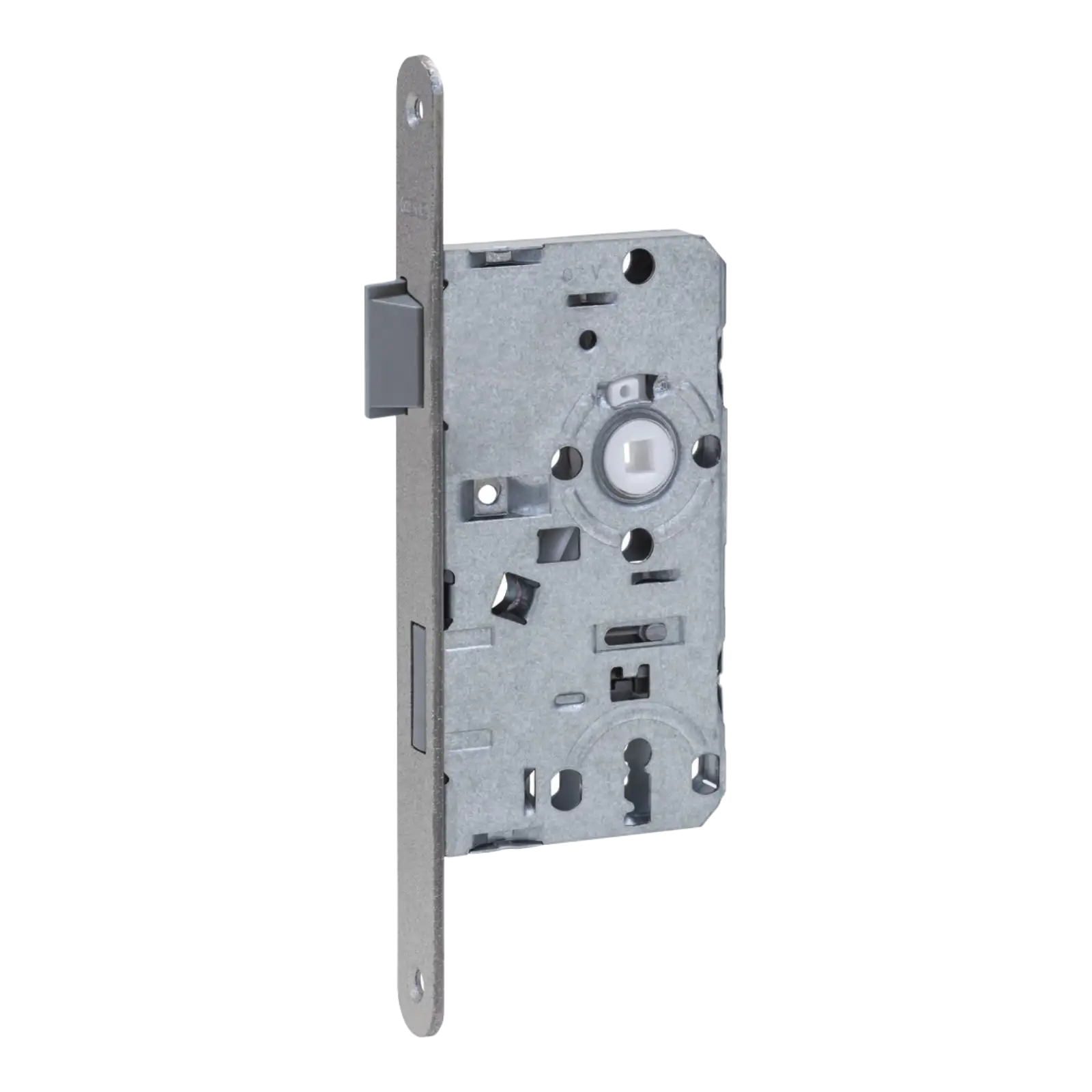 ABUS Einsteckschloss Zimmertür ES BB, runder Stulp, Silber - DIN links