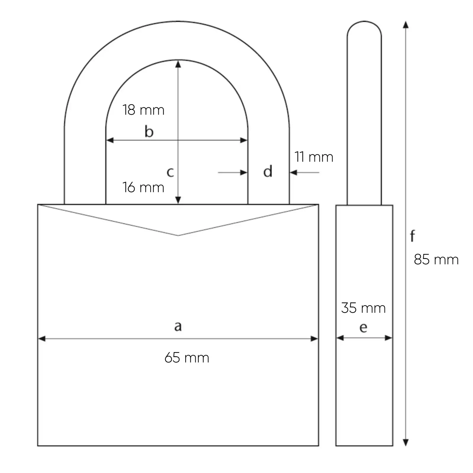 ABUS Granit Vorhängeschloss 37/60 - technische Zeichnung