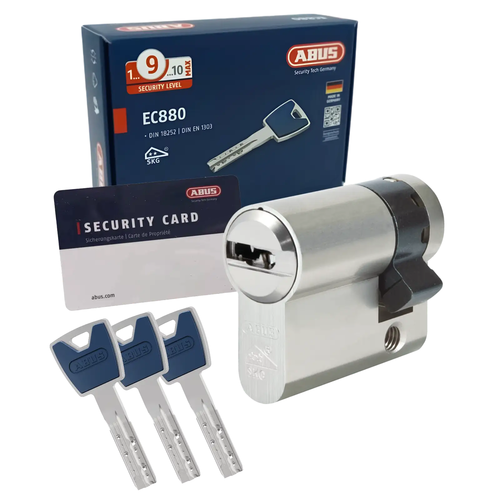 ABUS EC880 Halbzylinder mit 3 Schlüsseln und Sicherungskarte