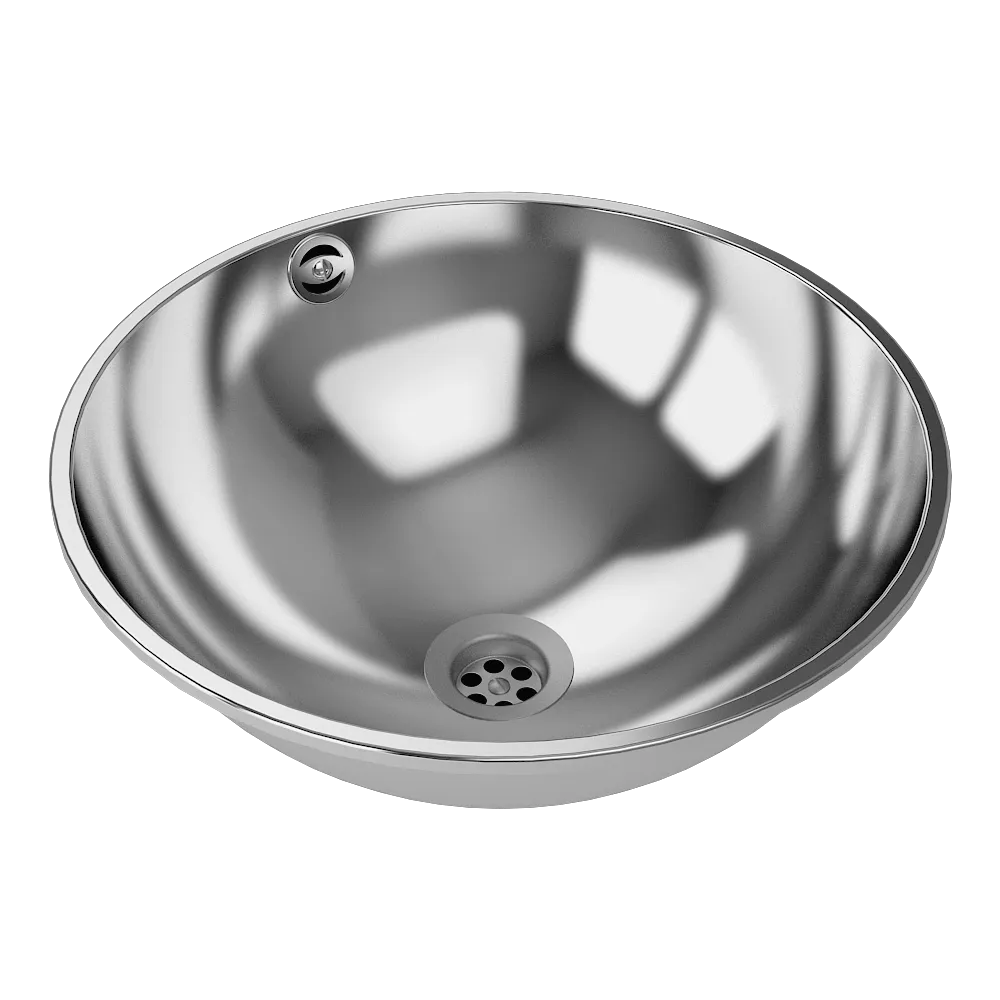 SLUN45 SANELA Edelstahl Einbauwaschbecken rund, 38 cm - poliert