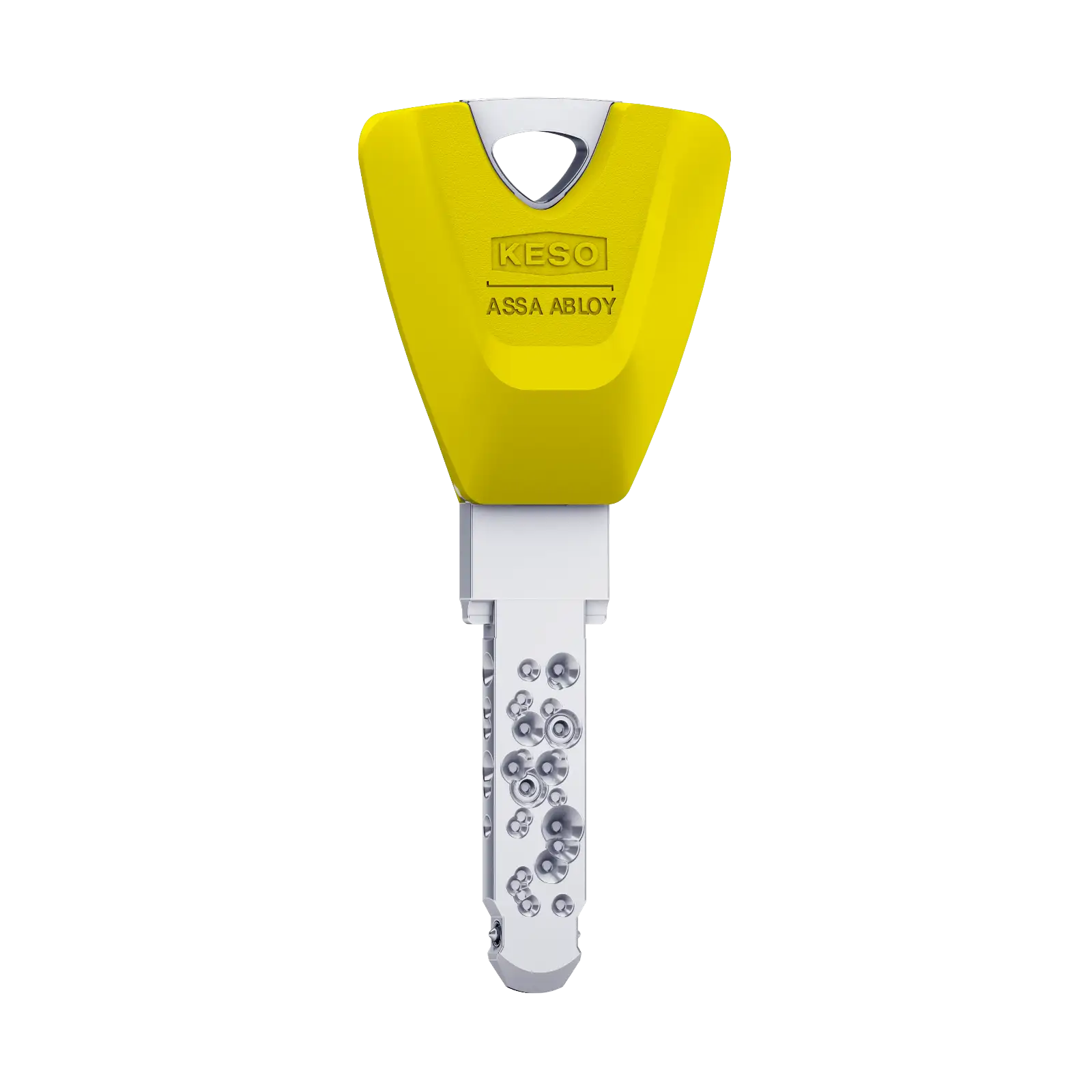 Ersatzschlüssel lang 80E02 mit Farbkappe fluo yellow für KESO 8000 Omega 2 Schließzylinder