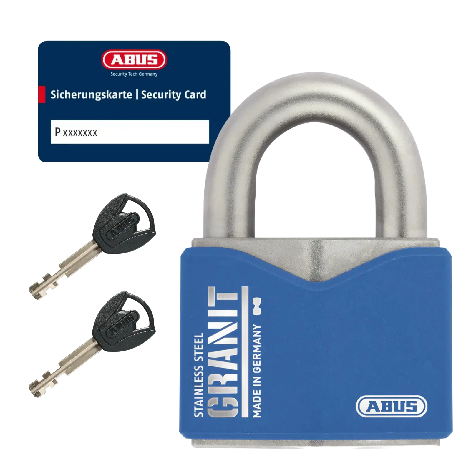 ABUS Edelstahl Vorhangschloss Granit 37ST/55 #SZP mit Sicherungskarte