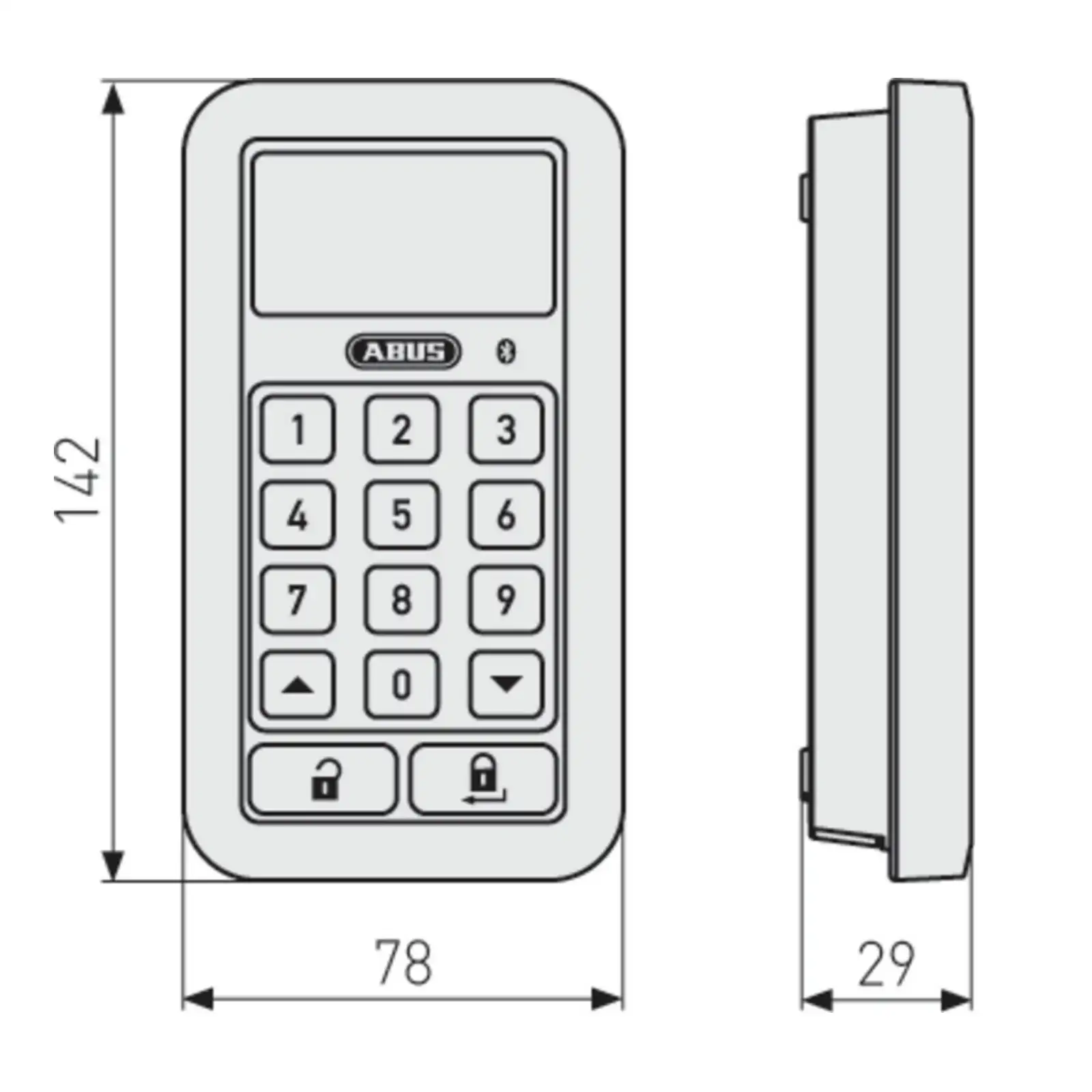 ABUS Bluetooth-Tastatur HomeTec Pro CFT3100 - technische Zeichnung