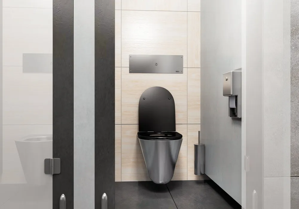 Unterputz Toilettenpapierhalter Edelstahl SLZN26Z, vandalensicher - Mustertoilette 01