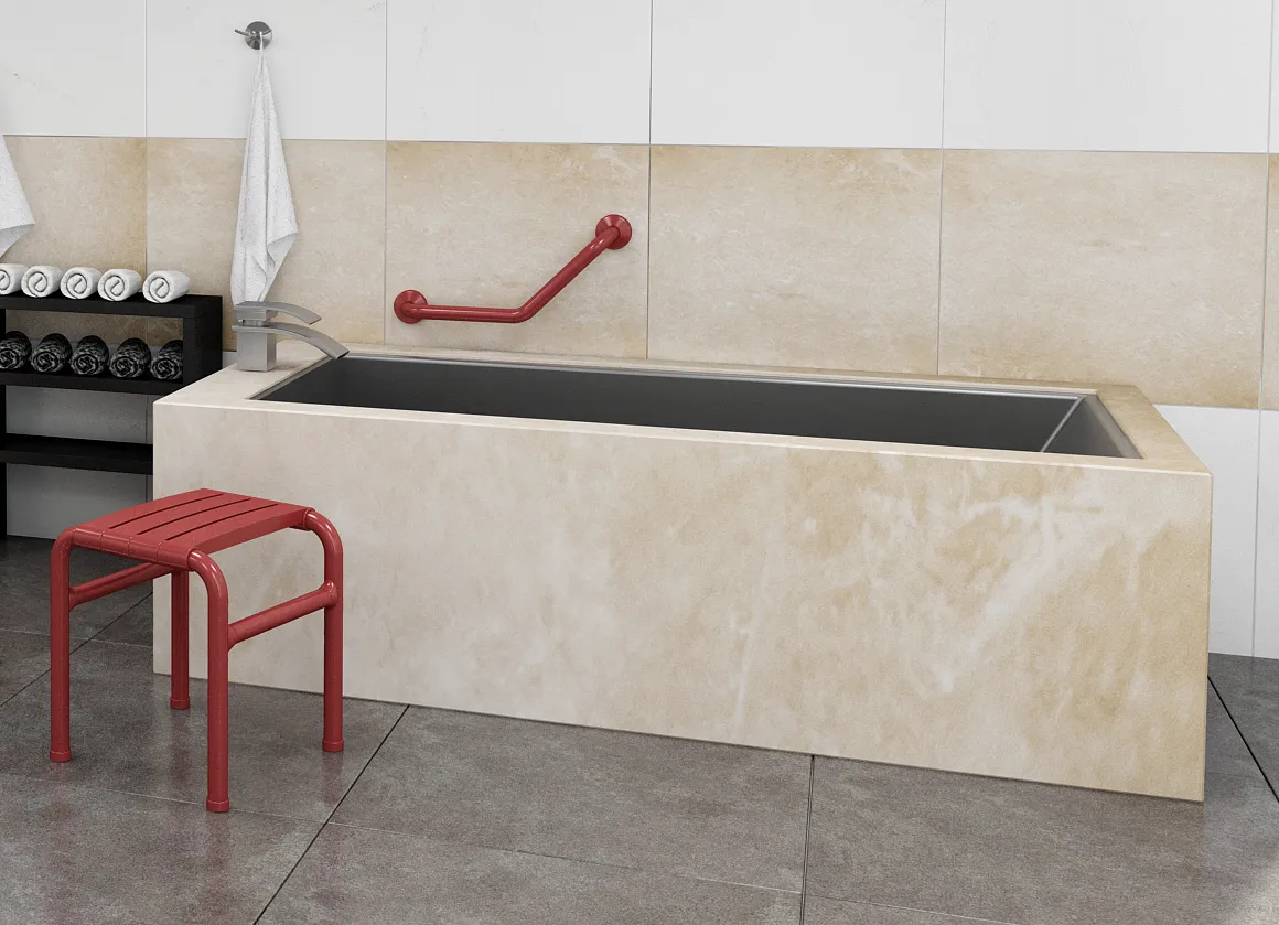 Duschhocker antimikrobiell rot - Musterbad