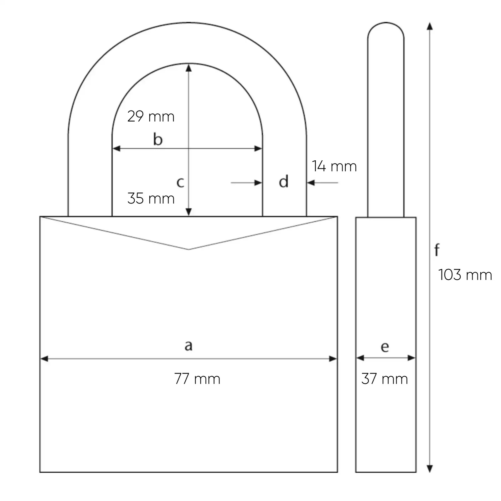 ABUS Granit Vorhängeschloss 37RK/70 - technische_Zeichnung