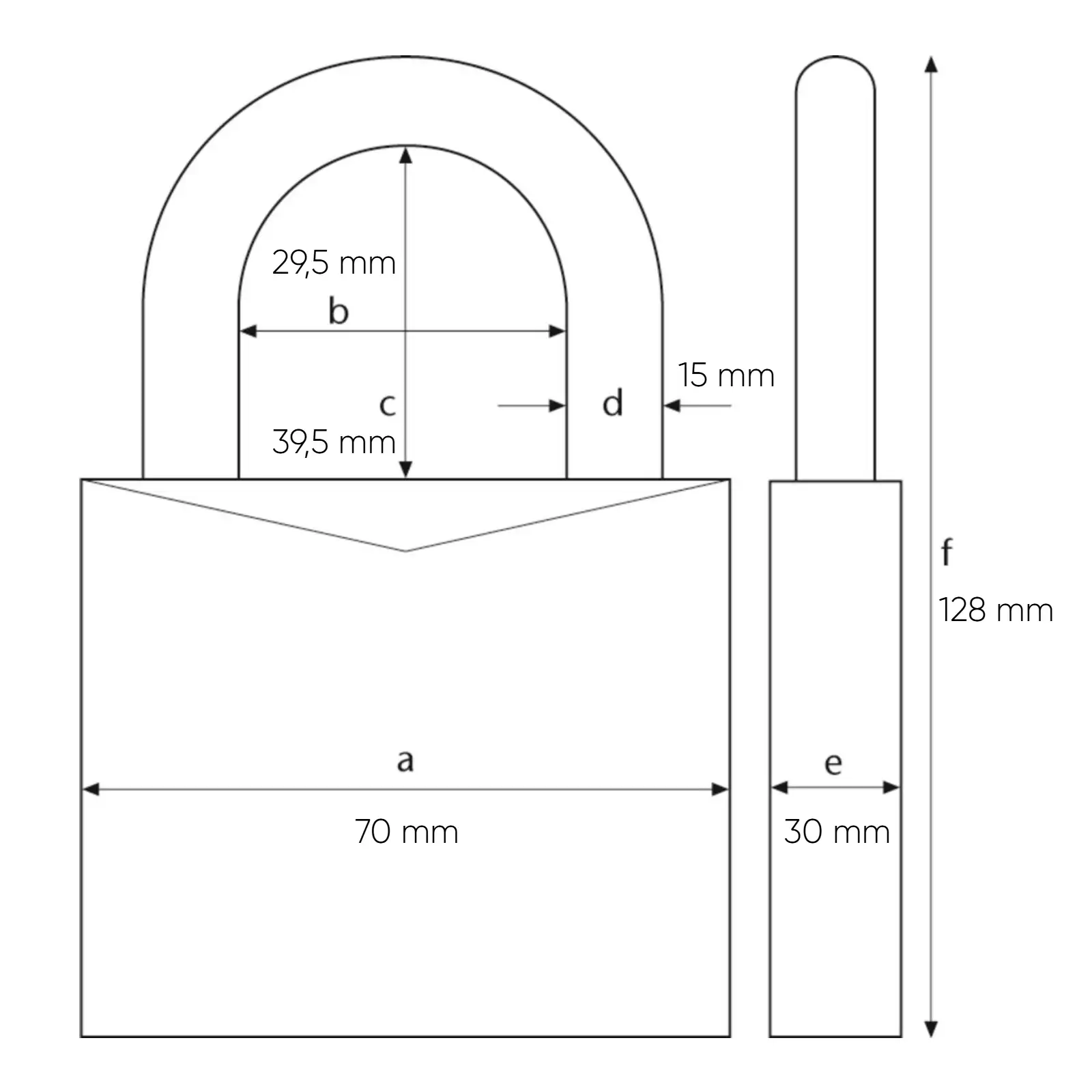 ABUS Vorhangschloss Rock 83/70 - technische Zeichnung